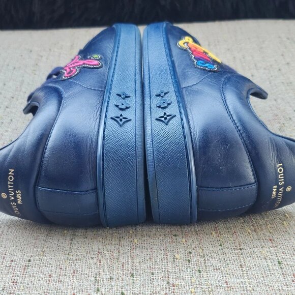 Louis Vuitton Men Shoes Blue Luxembourg Sneaker Leather Made in Italy Size 6 - Picture 9 of 12